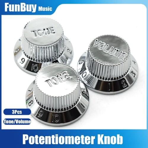 3pcs Guitar Speed Control Knobs 1 Volume 2 Tone for ST SQ Electric Guitar Parts Accessory Plastic Silver