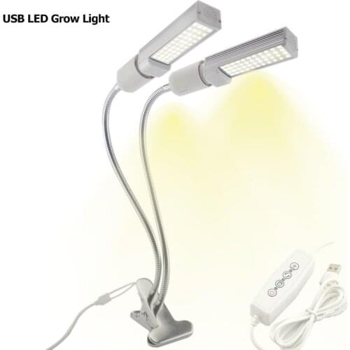 44LED Grow Light Full Spectrum Bulb Phyto Lamp Bulbs Dual Heads Growing Lamps USB Timer Holder Clip Grow Lights Plant Growth E27