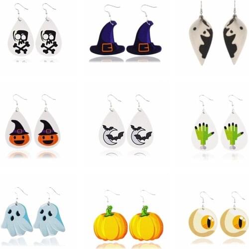 9Pairs Garden Halloween Theme Halloween Earrings Leather Stud Earring Jewelry Set Gifts for Women Girls