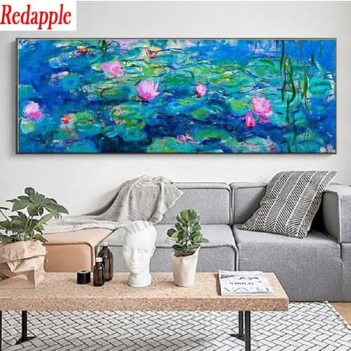 Abstract pink lotus Diamond Embroidery Water lily Diamond Painting Full Square Round Drill Cross Stitch large size 5D Home Decor