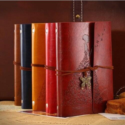 Soft PU Retro Leather Notepad Old Fashioned Strap Notebook Creativity Stationery Blank Kraft Paper A6 Loose -Leaf