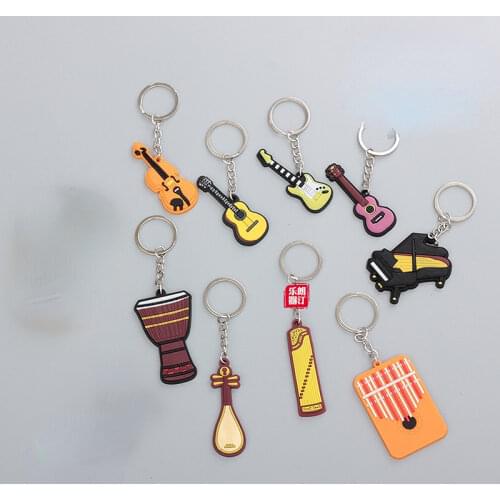 2Pcs/set Musical Instrument Drum Keychain Folk Electric Classical Guitar Ukulele Guzheng Kalimba Piano Pendant Peripheral