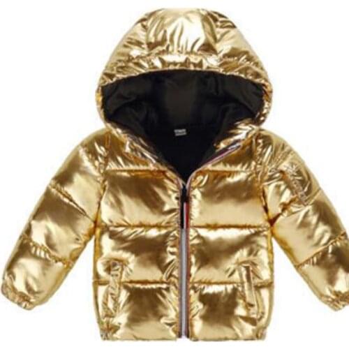 Children winter jacket for kids girls silver gold black Boys Casual Hooded Coat Baby Clothing Outwear kids Parka Jacket snowsuit
