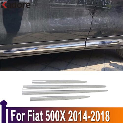 For Fiat 500X 2014 2015 2016 2017 2018 Chrome Car Side Door Body Line Moldings Cover Decoration Trim Accessories Protector