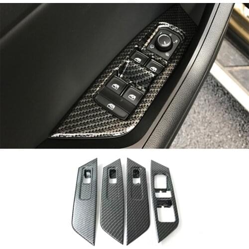 For Skoda Kodiaq 2017 2018 Accessories Lhd ABS Water Transfer Printing Interior Door Window Switch Panel Cover Trim Car Styling