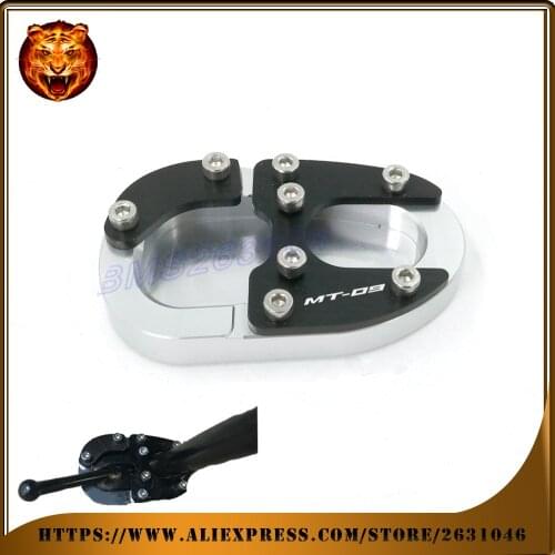 For YAMAHA MT09 MT-09 FZ09 FZ-09 FJ09 FJ-09 Motorcycle Side Kickstand Stand Extension Support plane Plate with logo 14 2015 2017