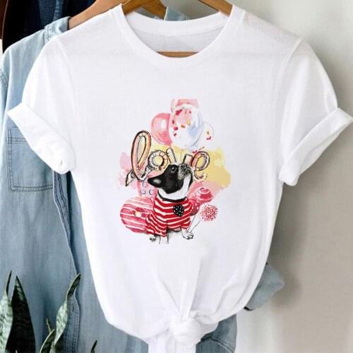 Women Lady Graphic Cute Cartoon Printing 90s Basic Fashion T Shirt Clothes T Tee Womens Lady Tshirt Female Top White T-shirt
