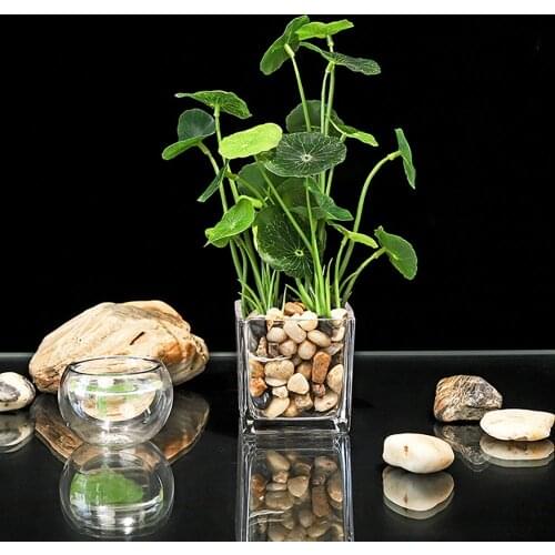 Green Bonsai Artifical Plants Home Decoration Simulation Pot Plant Fake Flowers Glass Art Potted Garden Ornament Room Decor