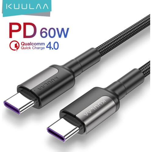 KUULAA 100W USB C to USB Type C Cable USBC PD 5A Fast Charger Cord USB-C Type-c Cable for Samsung S20 MacBook iPad Huawei Xiaomi