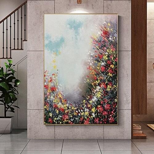 Sky Flower Handmade Oil Painting On Canvas Wall Art Abstract Landscape Picture Home Living Room Decoration Mural Hand Painted