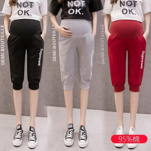 997# Summer Thin Cotton Casual Maternity Shorts High Waist Adjustable Belly Short Pants Clothes for Pregnant Women Pregnancy