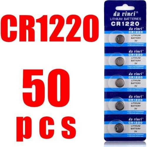 New 50PCS Button Battery CR1220 Lithium Coin Cell Batteries 1.55V DL1220 BR1220 LM1220 CR 1220 Electronic Watch Toy Remote