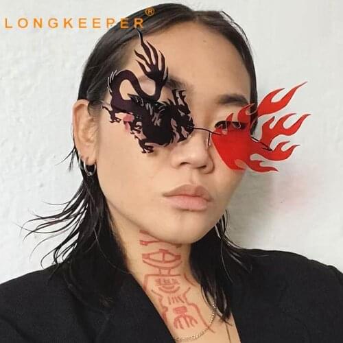LongKeeper 2020 Fashion Rimless Sunglasses Women Men Brand Design Unique Frameless Sun Glasses Cool Party Shades UV400 Oculos