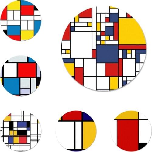 Mondrian mondrian Painted Icons Pins Badge Decoration Brooches Metal Badges For Clothes Backpack Decoration 58mm