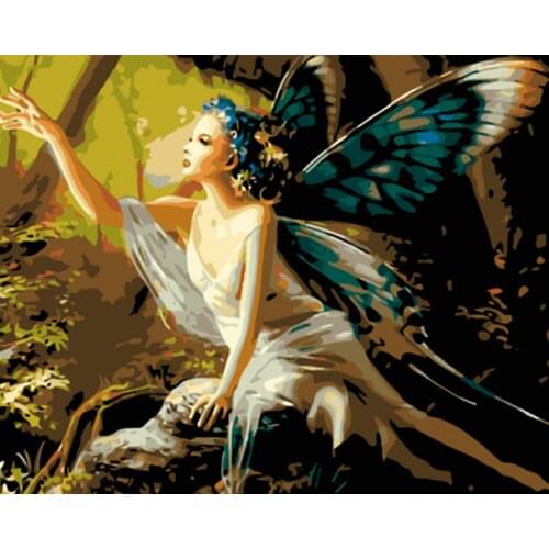 DIY 40X50 Oil Painting By Numbers Butterfly fairy paint by numbers On Canvas Home Decor Digital Painting chrismas