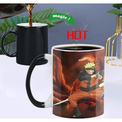 11oz Happy Gift Thermal Cartoon Anime Ceramic Milk Coffee Cup Color Changing Mug Warm Love For Family And Friends