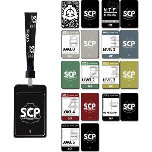 SCP Special Containment Procedures Foundation Credit Card Holder Set Keychain PVC Bus IC Case Pendant Necklace Cosplay Prop Gift