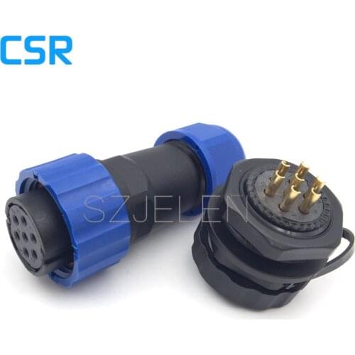 SD20TP-ZM, Screw Fixing waterproof connector 7 pin plug and socket, LED outdoor panel mount connector, Car power cable connector
