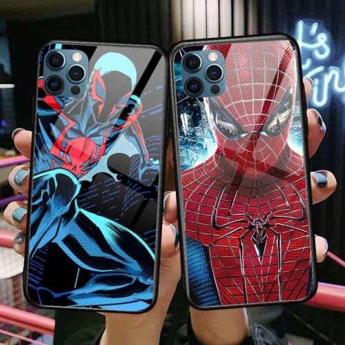 Superpower spider man Glass Case For iphone 12 11 Pro Max 12Pro XS Max XR X 7 8 Plus SE 2020 Case Tempered Back Cover