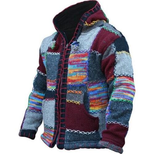 Hooded Sweatercoat Knitted Mens Cardigan Coats Winter Clothes European Style Outwear Vintage Mens Hoodies Sweater Plus Size 5XL