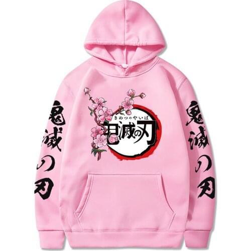 Demon Slayer Hoodies Japanese Anime Character Print Sweatshirts Loose Oversized Women Men Casual Solid Streetwear Sweater 2021