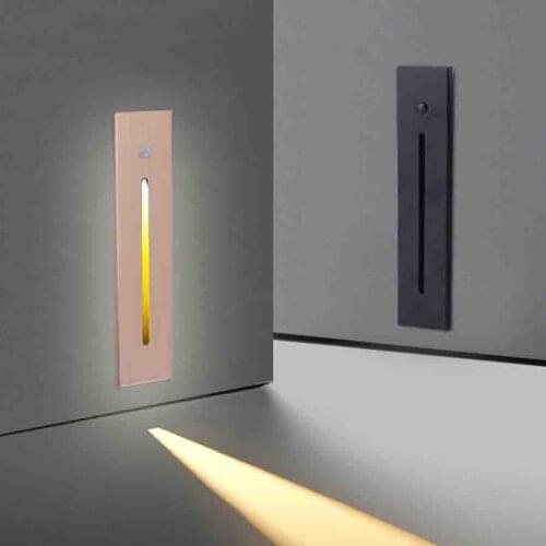 3W Smart Motion Sensor Night Light Embedded Wall Lamp Radar Detecor LED Stair Light Indoor Kitchen Corridor Hallway Step Light