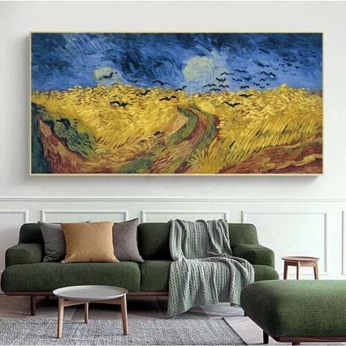Van Gogh Wheatfield With Crows World Famous Painting Reproductions On The Wall Art Canvas Prints Landscape Picture Cuadros Decor