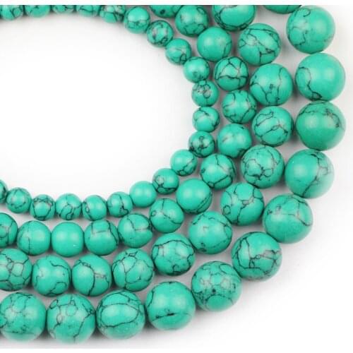 YHBZRET Natural Stone green pine beads spacer 6/8/10/12MM Turquoises Round Loose Bead for Jewelry Making bracelet necklace DIY