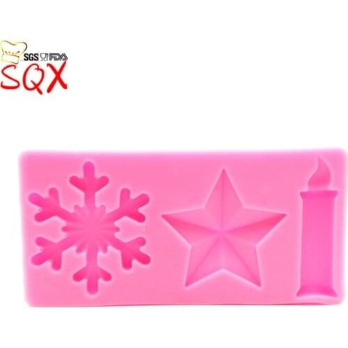 Star / snowflake / Candle Shaped Silicone Mold Cake Decorating Fondant Cake Food Grade Silicone Mould Kitchen accessories SQ1660