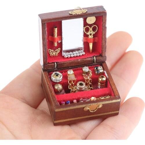 1Set DIY Miniatures Doll Dollhouse Decoration Mini Jewelry Box Model Dollhouse Miniatures Children