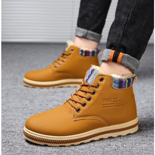 2021 Super Warm Mens Winter Pu Leather Ankle Boots Men Autumn Waterproof Snow Boots Leisure Martin Autumn Boots Mens Shoes