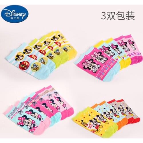 3 Pairs Disney Mickey Minnie New Autumn Children Cotton Socks Boys Girls Cute Socking Kids Kawaii Baby Girl Clothes Tube Socks