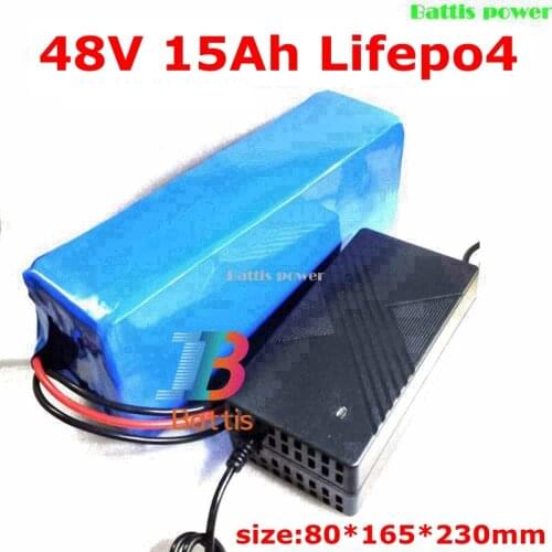 Lifepo4 48v 15ah battery with BMS for replacement 1000W 1500W bicycle scooter mountain bike citycoco Tricycle +3A Charger