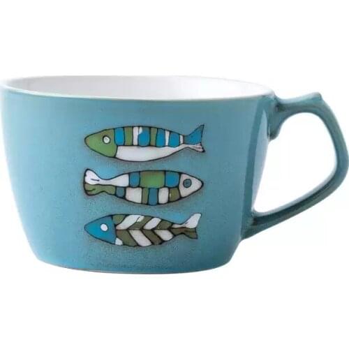 The Large capacity Creative Fish Ceramics Mugs Breakfast cup Oats cup coffee mug Milk office Cups Drinkware birthday Gift