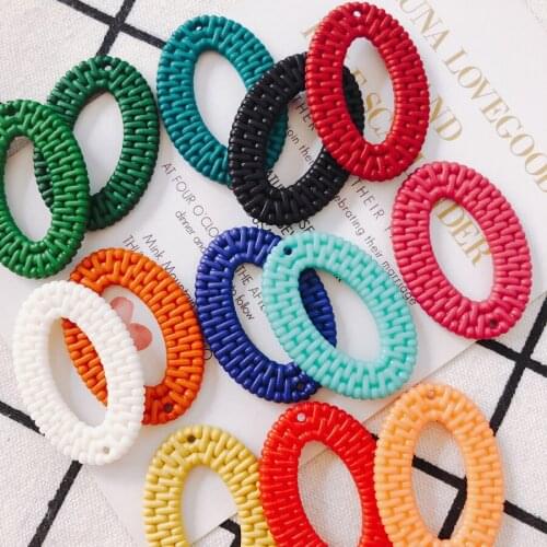 DIY new personality imitation rattan resin acrylic oval earrings pendant pendant jewelry accessories