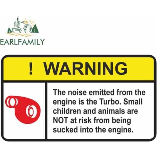 EARLFAMILY 13cm x 7.3cm Turbo Warning Vinyl Sticker iPad Laptop Car Drift Dub Euro JDM Car Sticker