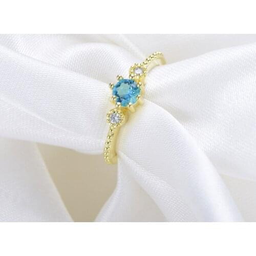 Hot Sale New Silver Plated Navy Blue Ring Proposal Engagement Ring