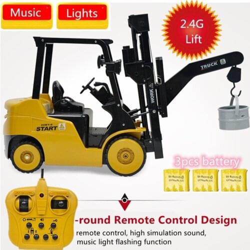 Engineer Vehicle RC Forklift Truck With Bucket Lifted RC Bulldozer Loader Car vehicle All Round Driving Auto Demo Music lightToy