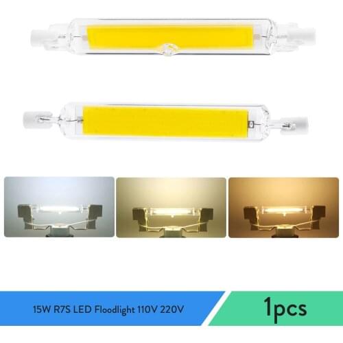 J118 R7S LED Floodlight COB Light Bulbs Glass Tube 118mm 15W Cold Warm Neutral White 220V 110V J-Type Replace Halogen Lamps