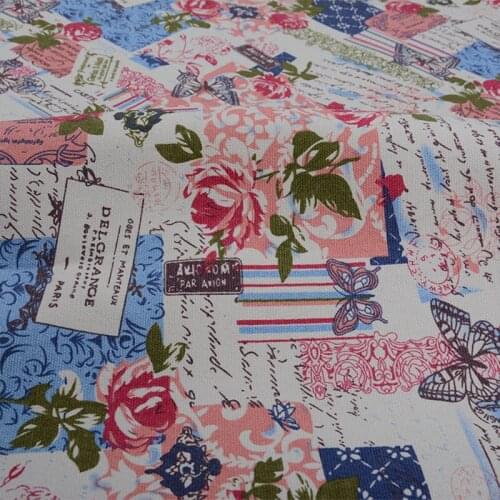Beautiful Thick Bohemian Canvas Cotton Fabric for Bag Rose Flower Printed Canvas Cloth Patchwok Sewing Material Diy Sofa/Pillow