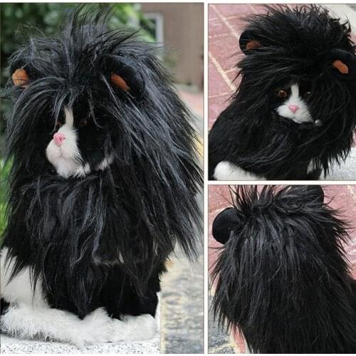 Creative Funny Pet Costume Lion Shape Simulation Polyester Cosplay Prop Wig Cap for Dog Cat Accessories Decor Costumes