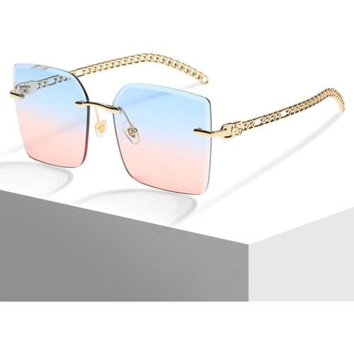 Fashion rimless chain frame sun glasses trendy square sunglasses Women Fashion 2021 AS132