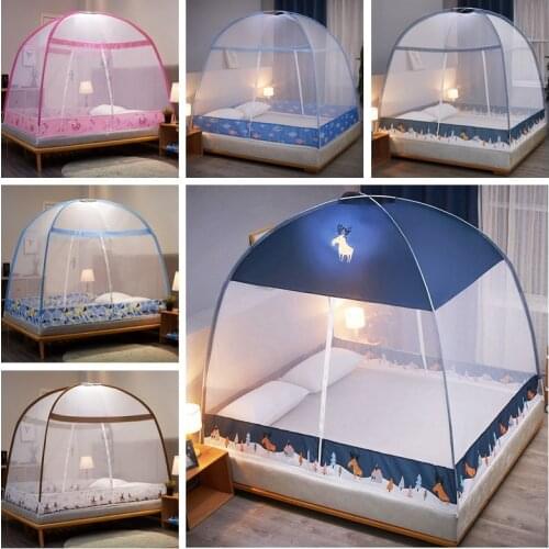 Mosquito Net Twin/Queen/King Foldable Simple Bedroom Bed Zipper Mosquito Net Double Door Opening Bedroom Home Textile Decor