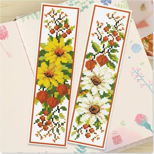Daisy flower patterns on both sides bookmarks cross stitch kit counted 18ct 14ct Plastic Fabric needlework embroidery Craft kit