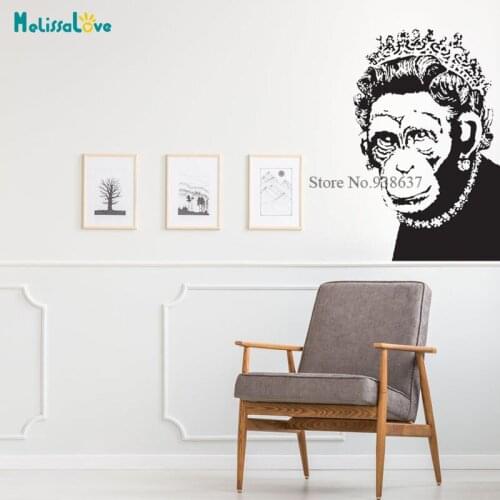 Banksy Monkey Queen Decal Living Room Bedroom Home Decor Funny Positive Removable Vinyl Wall Sticker Murals BD214