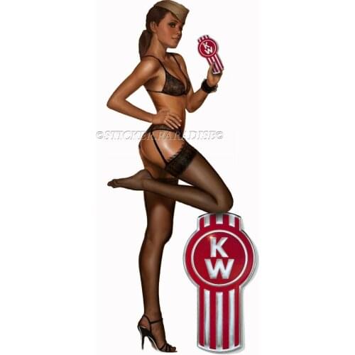 For KENWORTH STICKER DECAL SAILOR GIRL SEMI TRUCK GARAGE LABEL MAN CAVE TOOLBOX USA