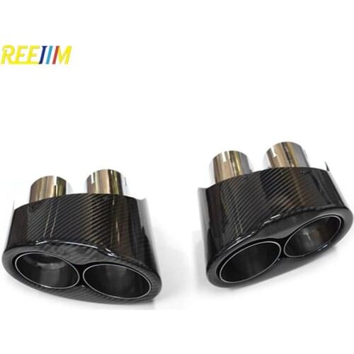 2 PCS Carbon Fiber Exhaust Tip For Rudi RS3 RS4 RS5 RS6 RS7 A3 A4 A5 A6 A7 Car Styling