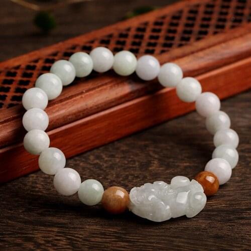 Natural Jadeite Lucky Pixiu Bracelet Bracelet Unisex Style Gift Family and Friends Transit Safe and Healthy Jewelry