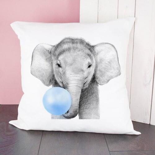 Cute Animals Blowing Bubbles Print Pillowcase Cute Pattern Cushion Cover for Children Polyester Home Nordic Decor Throw Pillow