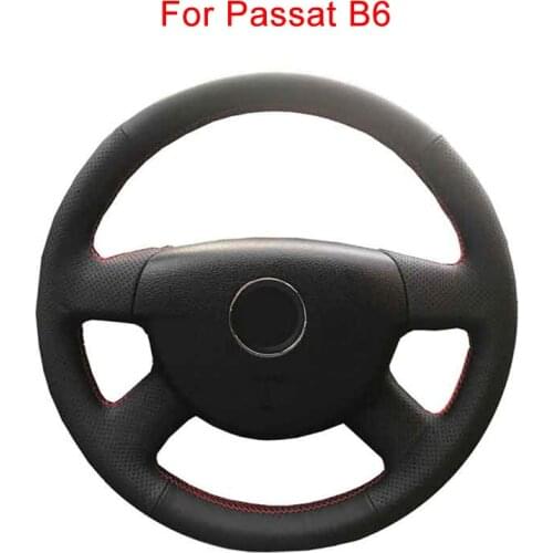 Customized Original Car Steering Wheel Cover For Volkswagen VW Passat B6 Fiber Leather Braid For Steering Wheel Hand Sewing
